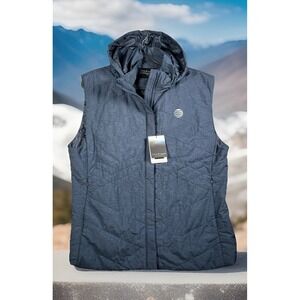 AT&T Fossa Apparel Vest Women's 2XL Blue Full Zip Sleeveless Hooded‎ Jacket